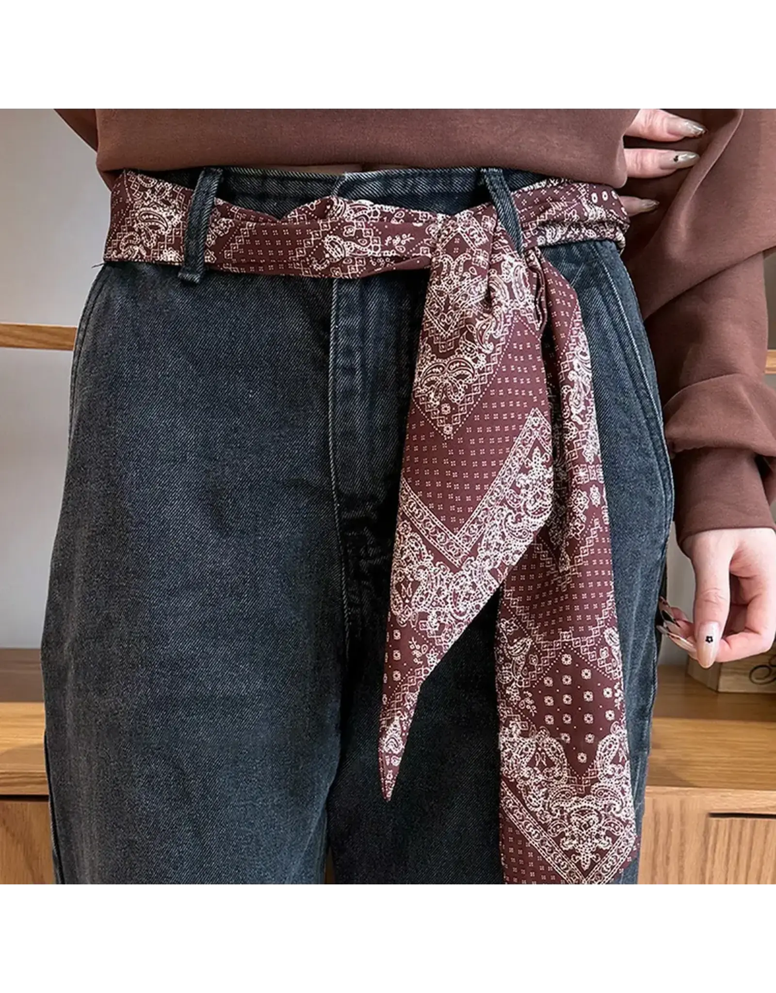 Bandana Print Long Scarf / Belt