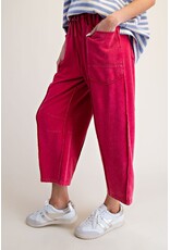 Allie Mineral Washed Terry Knit Barrel Pants Red