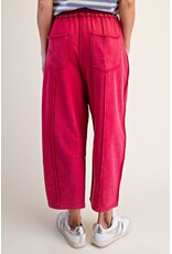 Allie Mineral Washed Terry Knit Barrel Pants Red