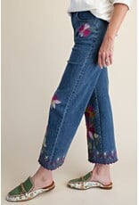Esther Embroidery Washed Stretch Denim Pants