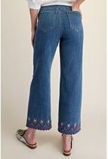 Esther Embroidery Washed Stretch Denim Pants
