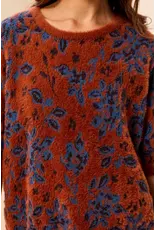 Tribal Tribal Elbow Sleeve Crew Neck Sweater Maple