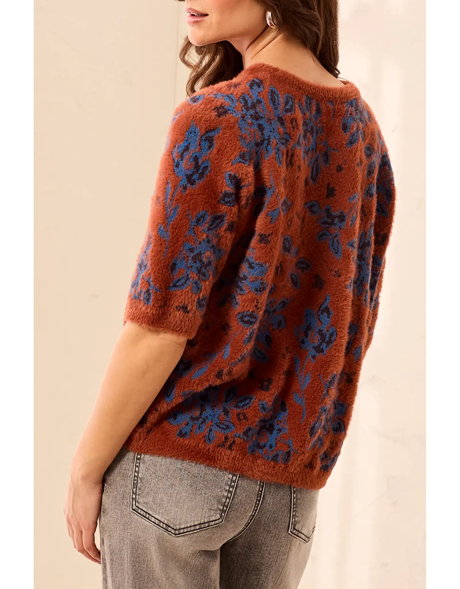 Tribal Tribal Elbow Sleeve Crew Neck Sweater Maple