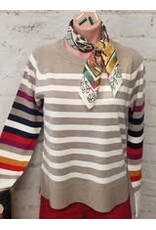 Tribal Tribal L/S Crew Neck Sweater Striped Fossil