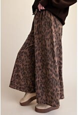 Adair Animal Print Washed Terry Knit Pants Mocha
