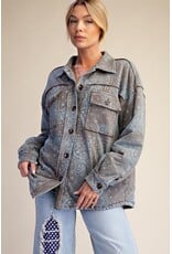 Ashton Bandana Print Washed Shacket Mocha Blue