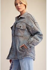 Ashton Bandana Print Washed Shacket Mocha Blue