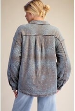 Ashton Bandana Print Washed Shacket Mocha Blue