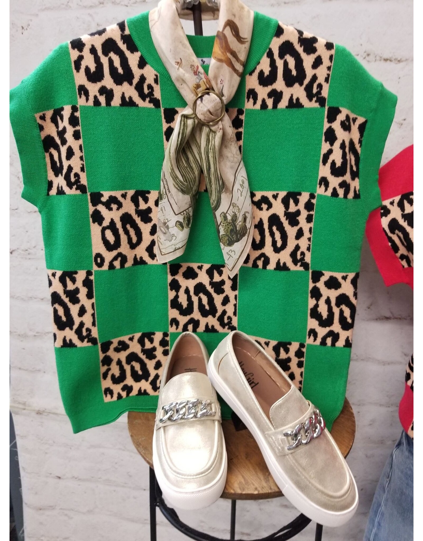 Ruthie Leopard Checkerboard Sweater