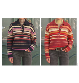 Belinda Button Collar Stripe Sweater