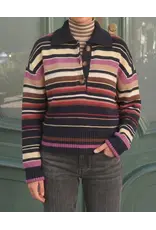 Belinda Button Collar Stripe Sweater