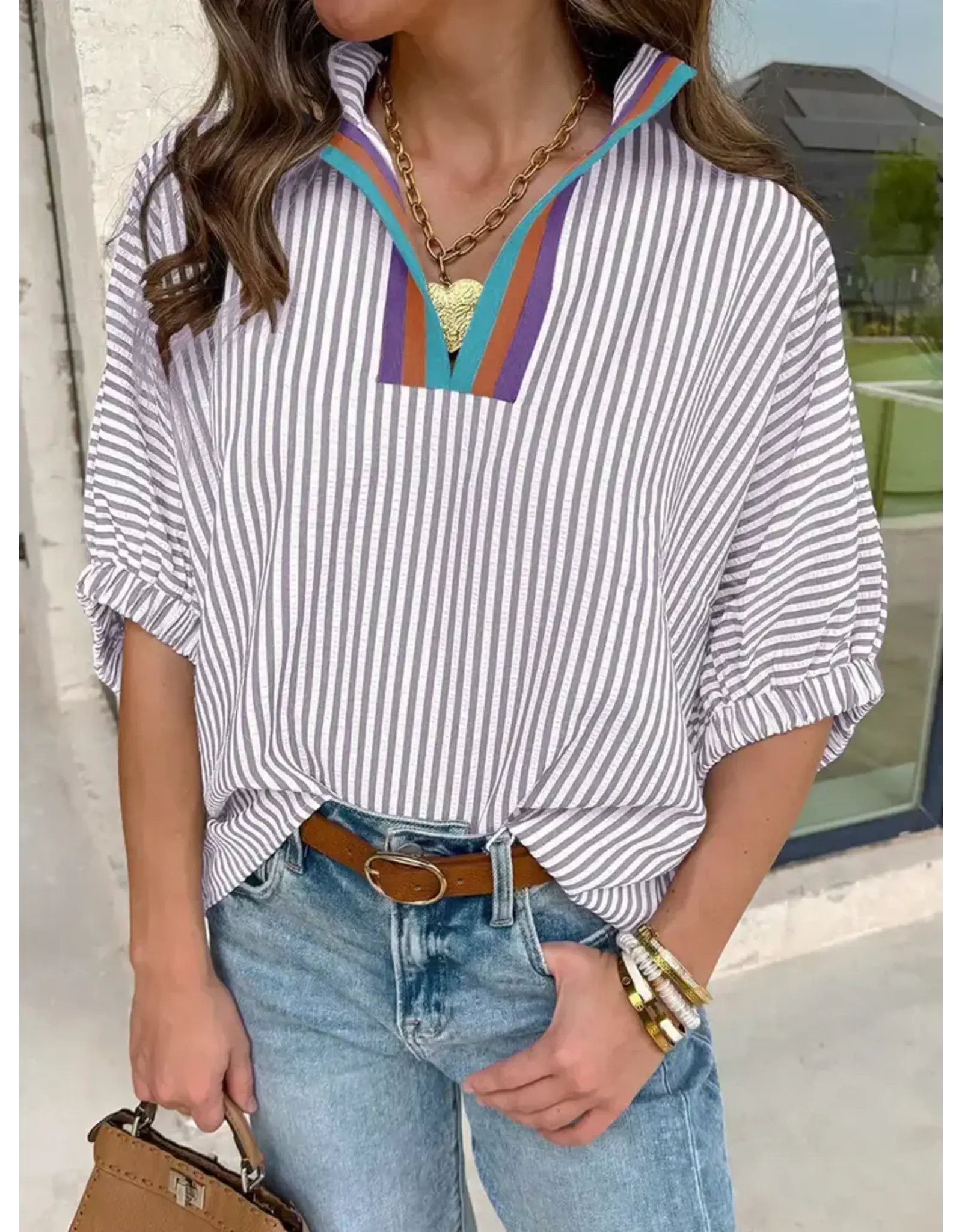 Purple Power Stripe Top