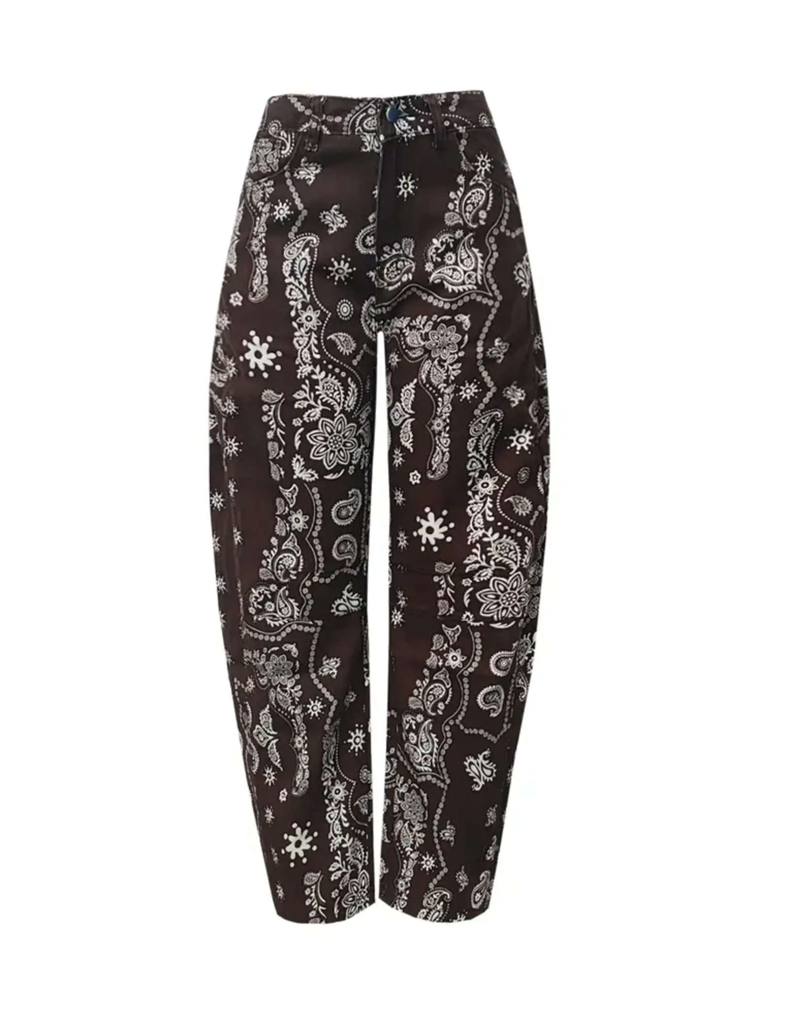 Babe Bandana Print Barrel Jeans Brown