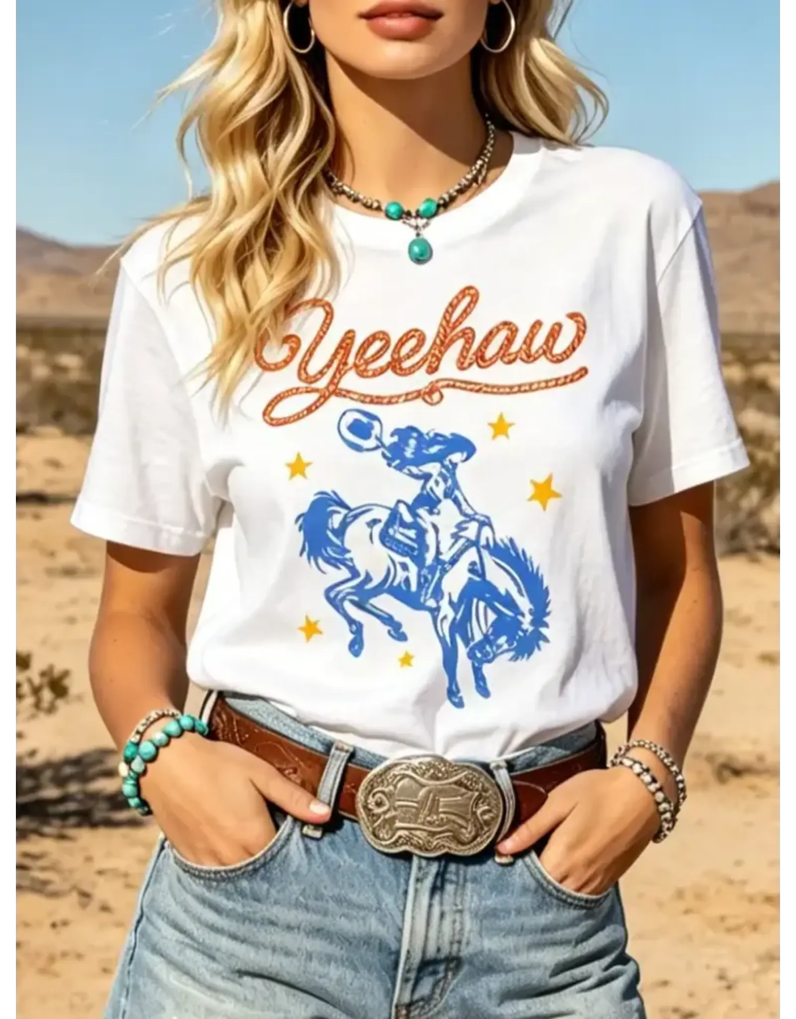 Yeehaw Cowgirl White T-Shirt
