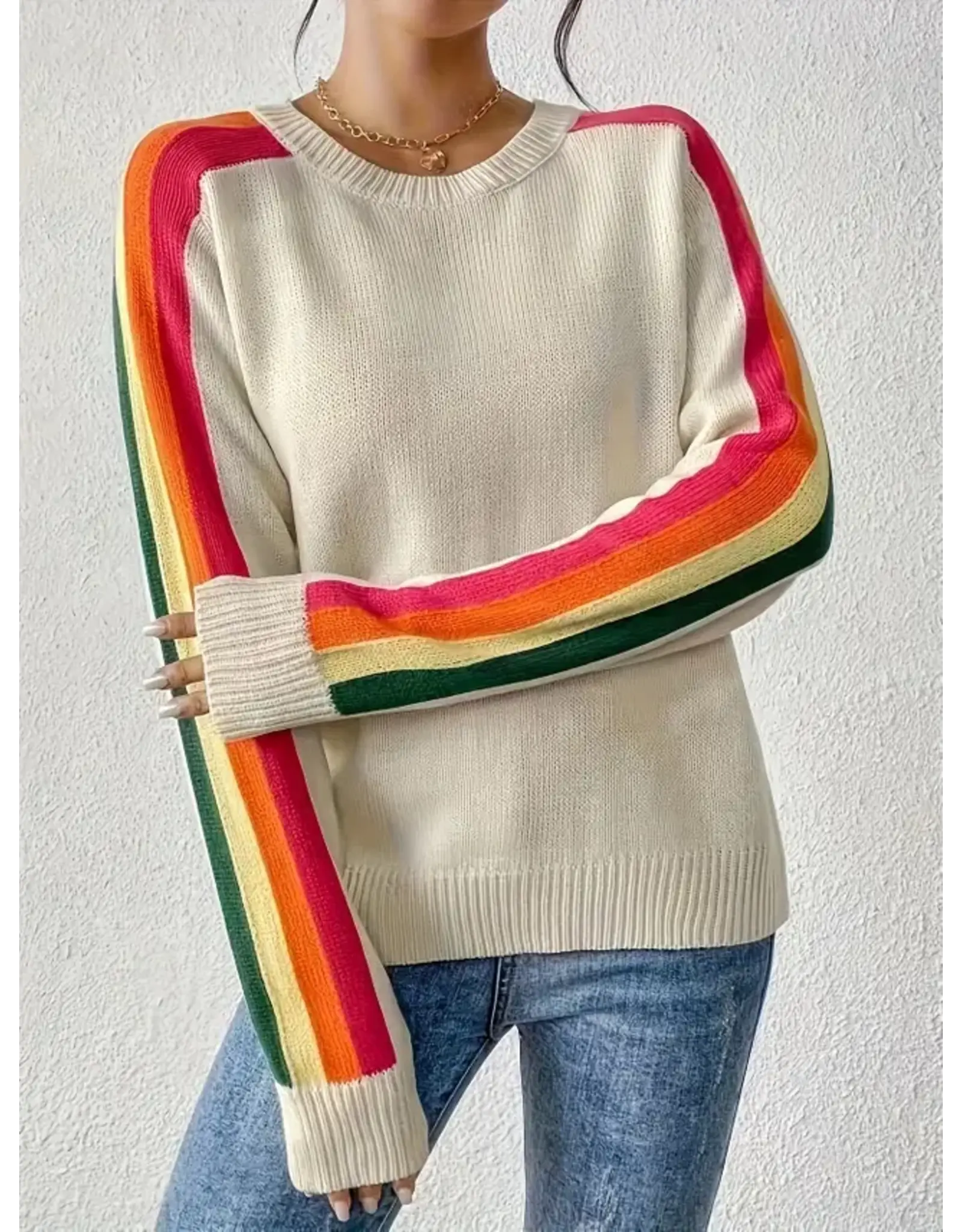 Rainbow Stripe Ivory Sweater