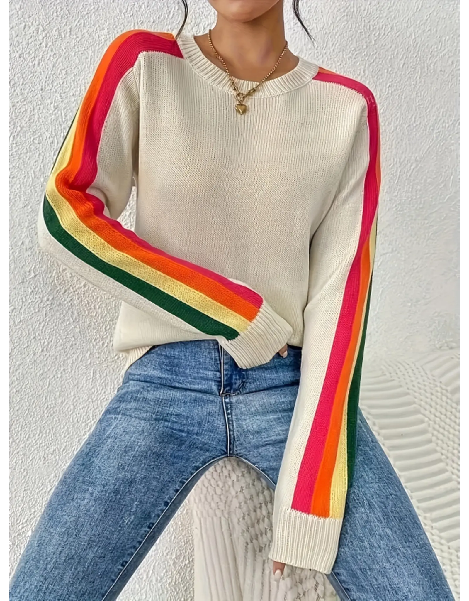Rainbow Stripe Ivory Sweater