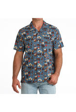 Cinch Cinch Mens Short Sleeve Camp Shirt Blue