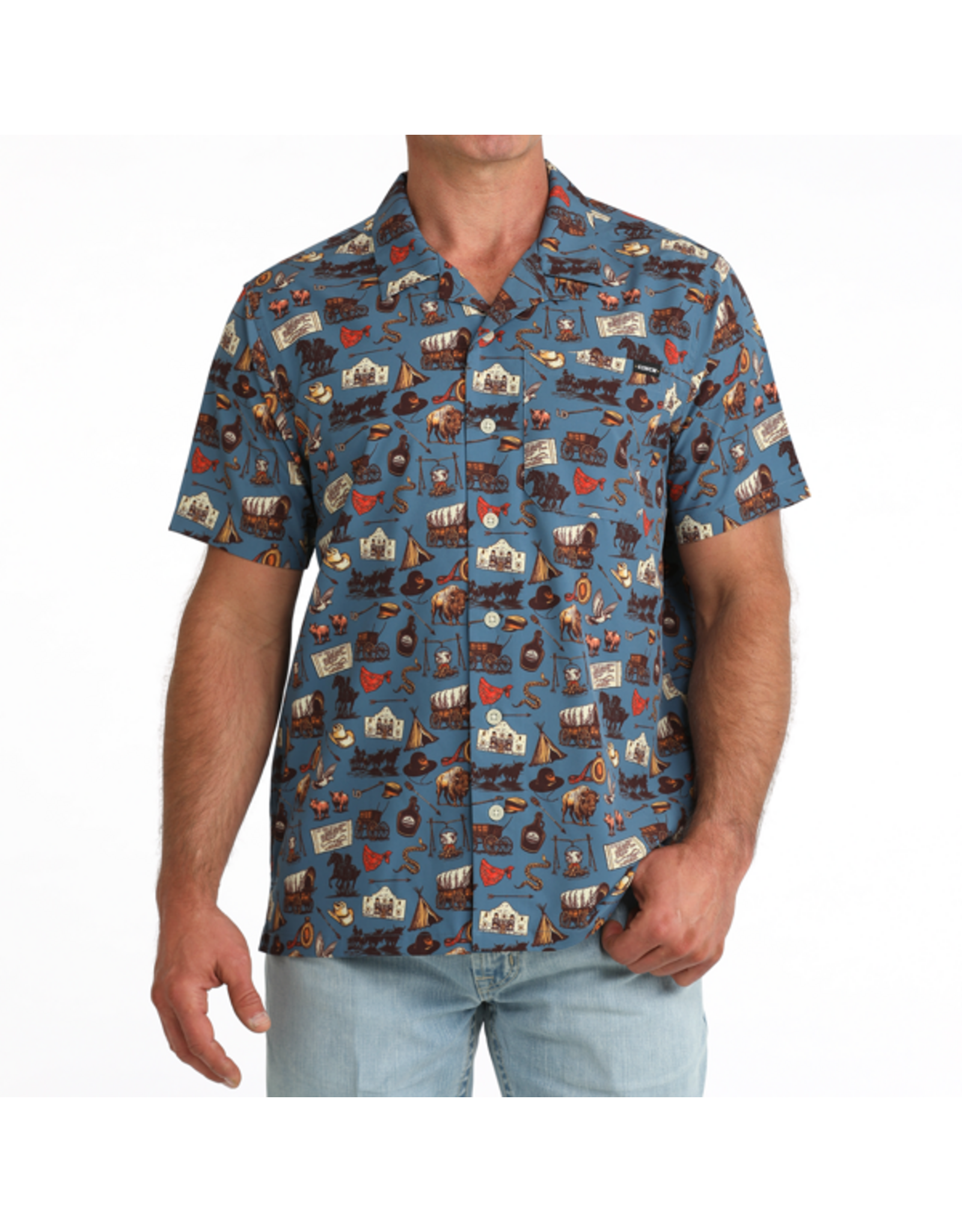 Cinch Cinch Mens Short Sleeve Camp Shirt Blue