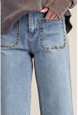 Reba Stud Detailing Washed Denim Jeans