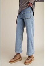 Reba Stud Detailing Washed Denim Jeans