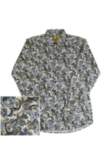 Mens Modern Fit Paisley Long Sleeve Shirt Blue