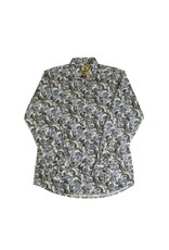 Mens Modern Fit Paisley Long Sleeve Shirt Blue