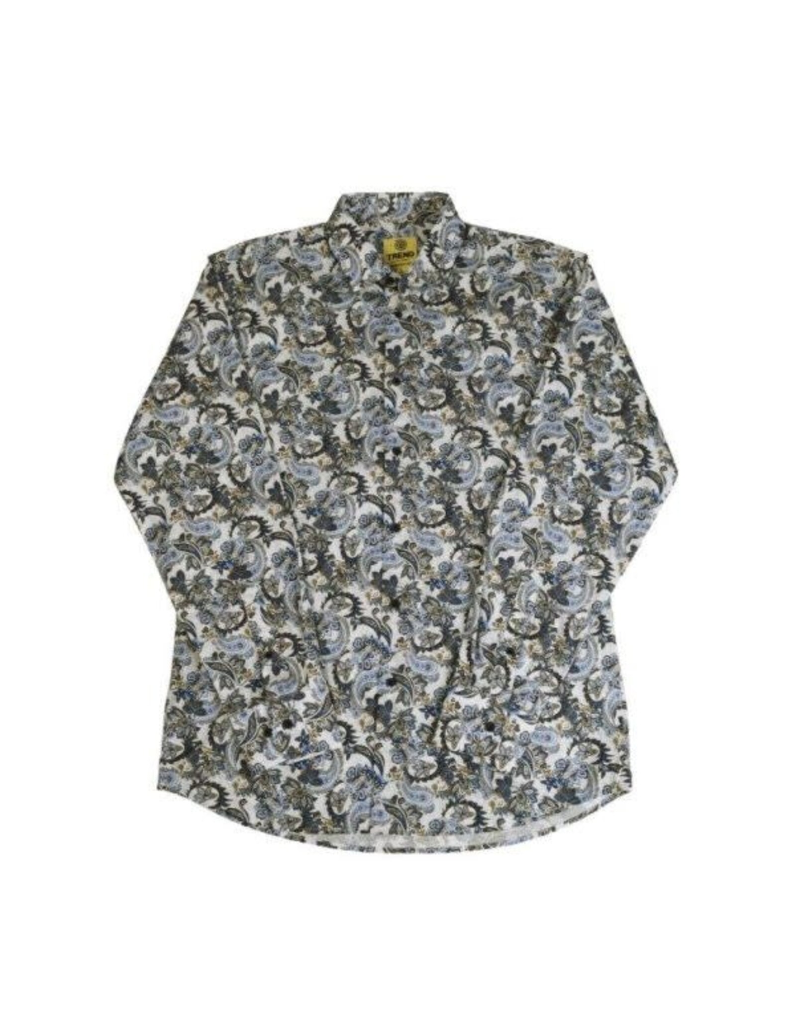 Mens Modern Fit Paisley Long Sleeve Shirt Blue