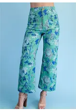 Monica Floral Ankle Crop Pant Green Mix