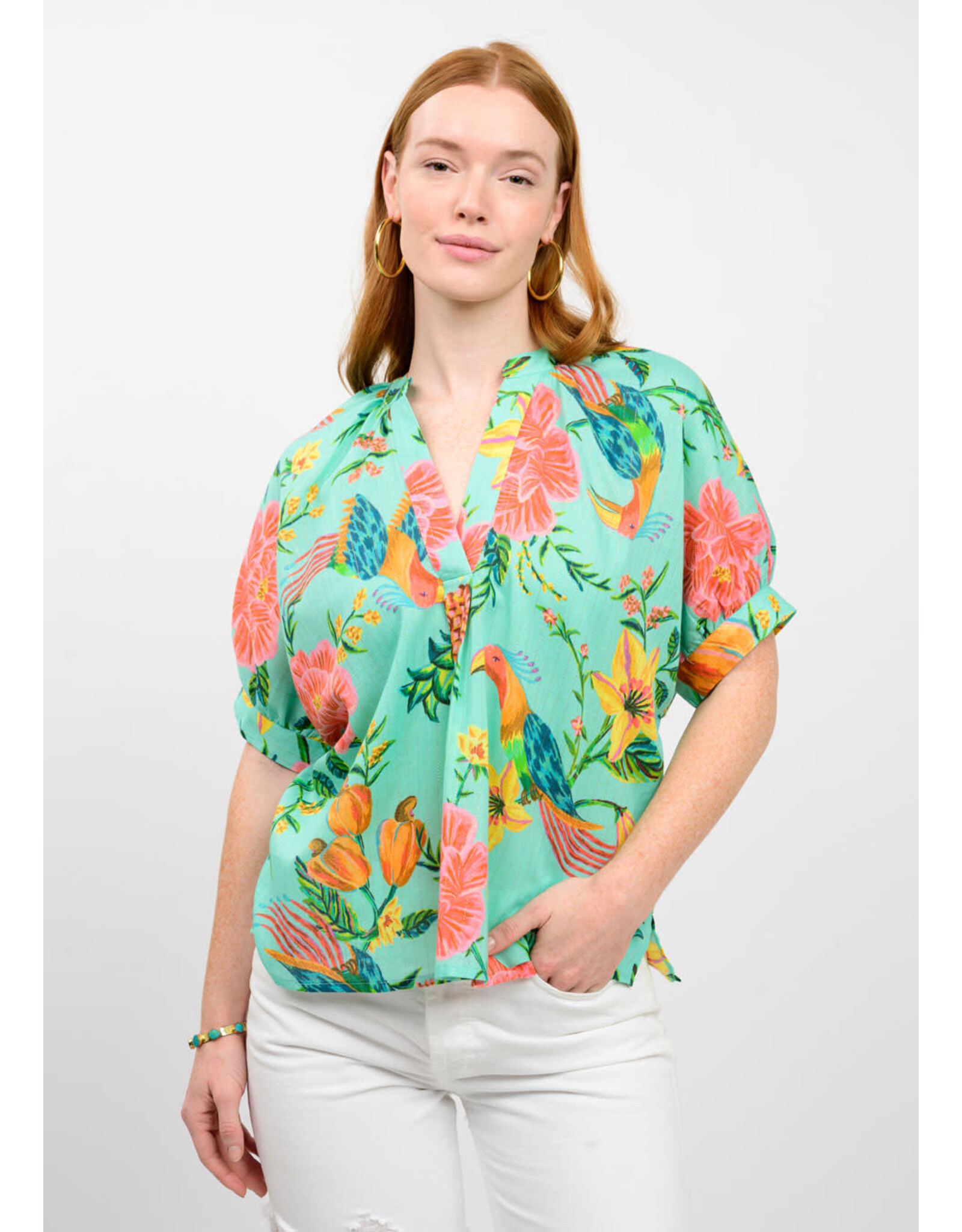Ivy Jane Ivy Jane Tropical Dolman Top Aqua