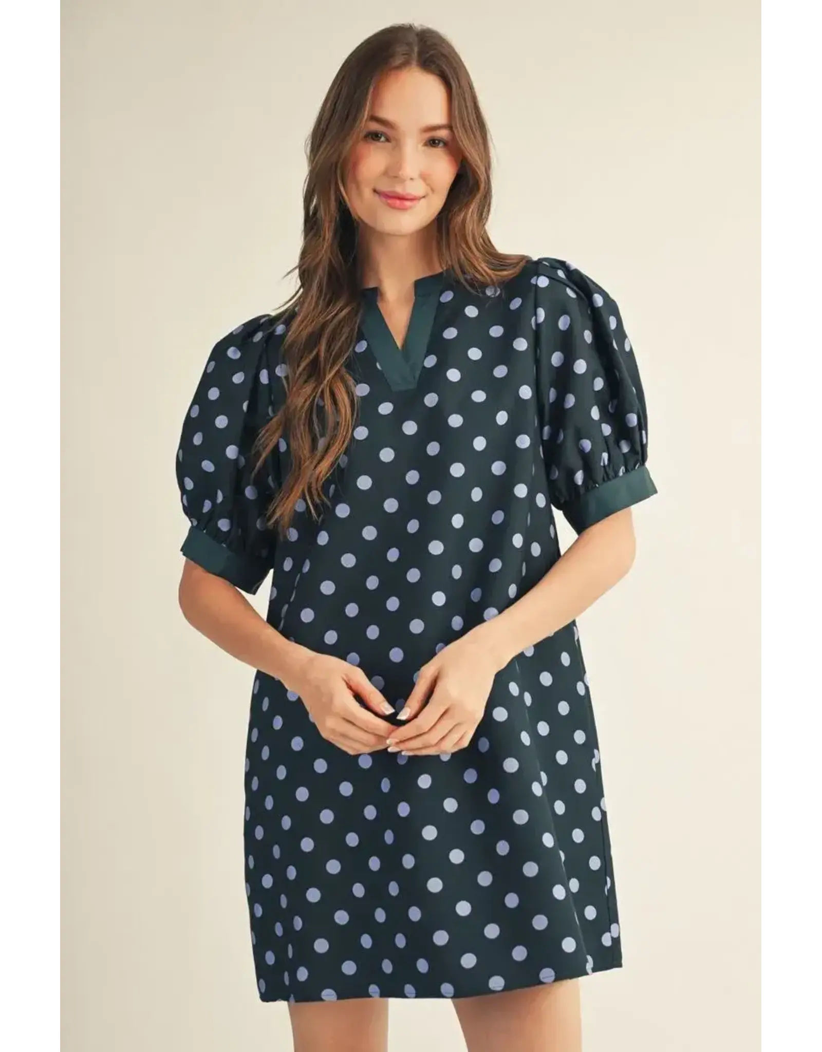 Petulant Hunger Green Polka Dot Dress