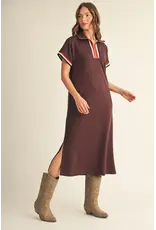 Stephanie Zip-Up Brown Midi Dress