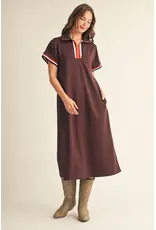 Stephanie Zip-Up Brown Midi Dress