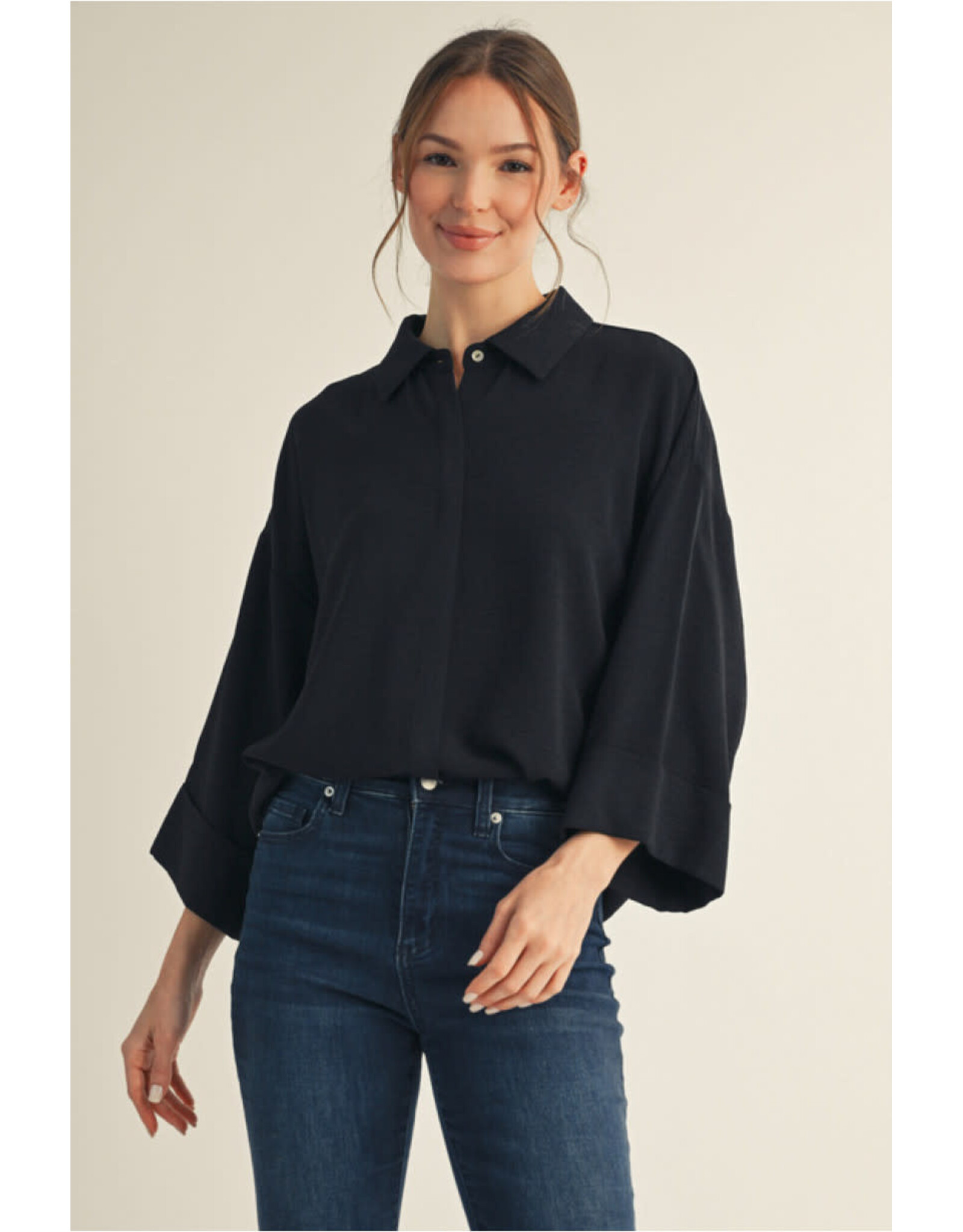 Martina 3/4 Sleeve Button Down Top