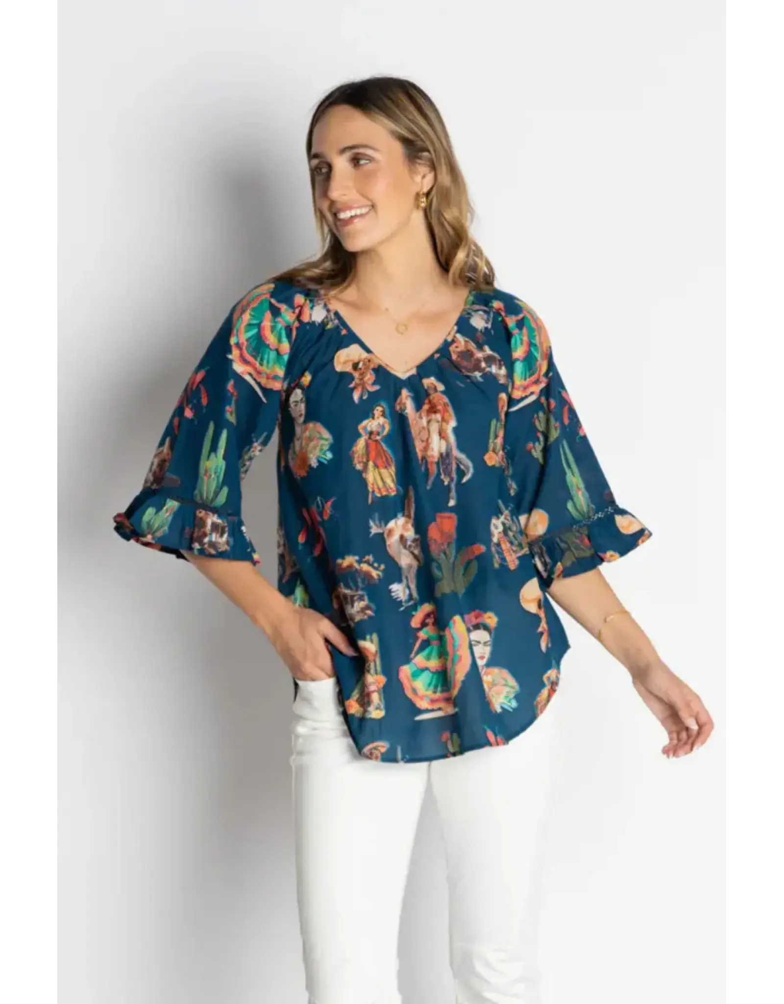 Arriba Navy Top