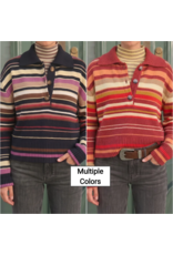 Belinda Button Collar Stripe Sweater