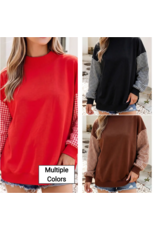 Anna Gingham Sleeve Sweatshirt