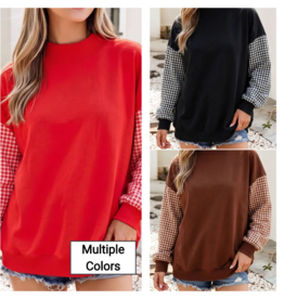 Anna Gingham Sleeve Sweatshirt