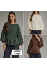 Saylor Solid Pleated Waist Top