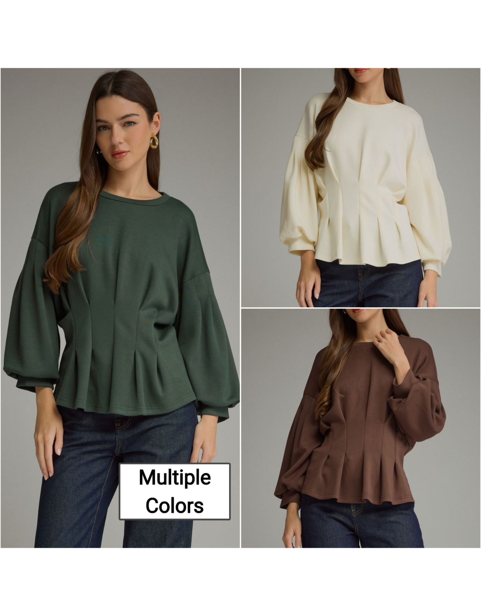 Saylor Solid Pleated Waist Top