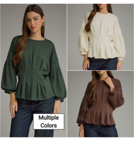 Saylor Solid Pleated Waist Top