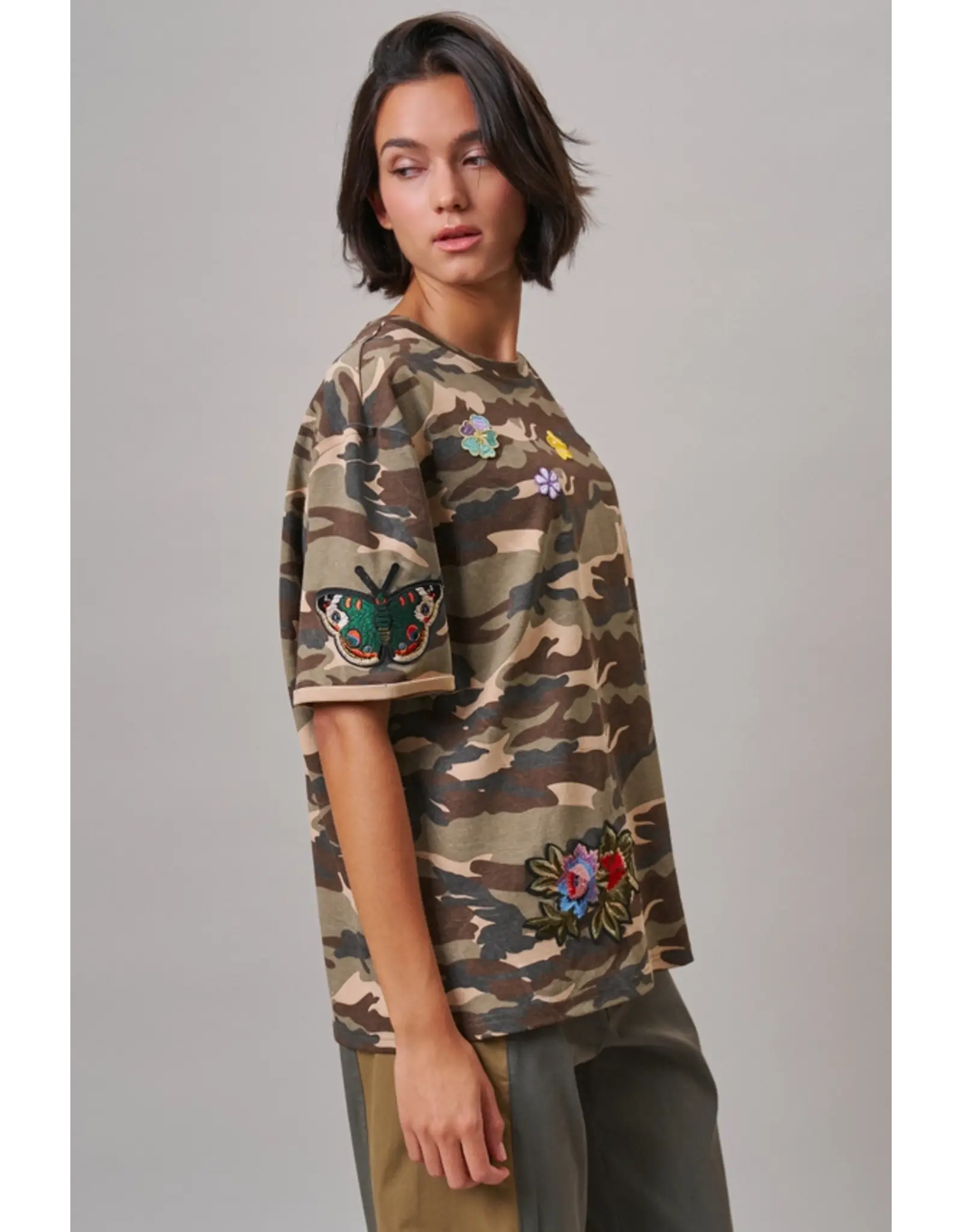 Camo Floral Patch Tee