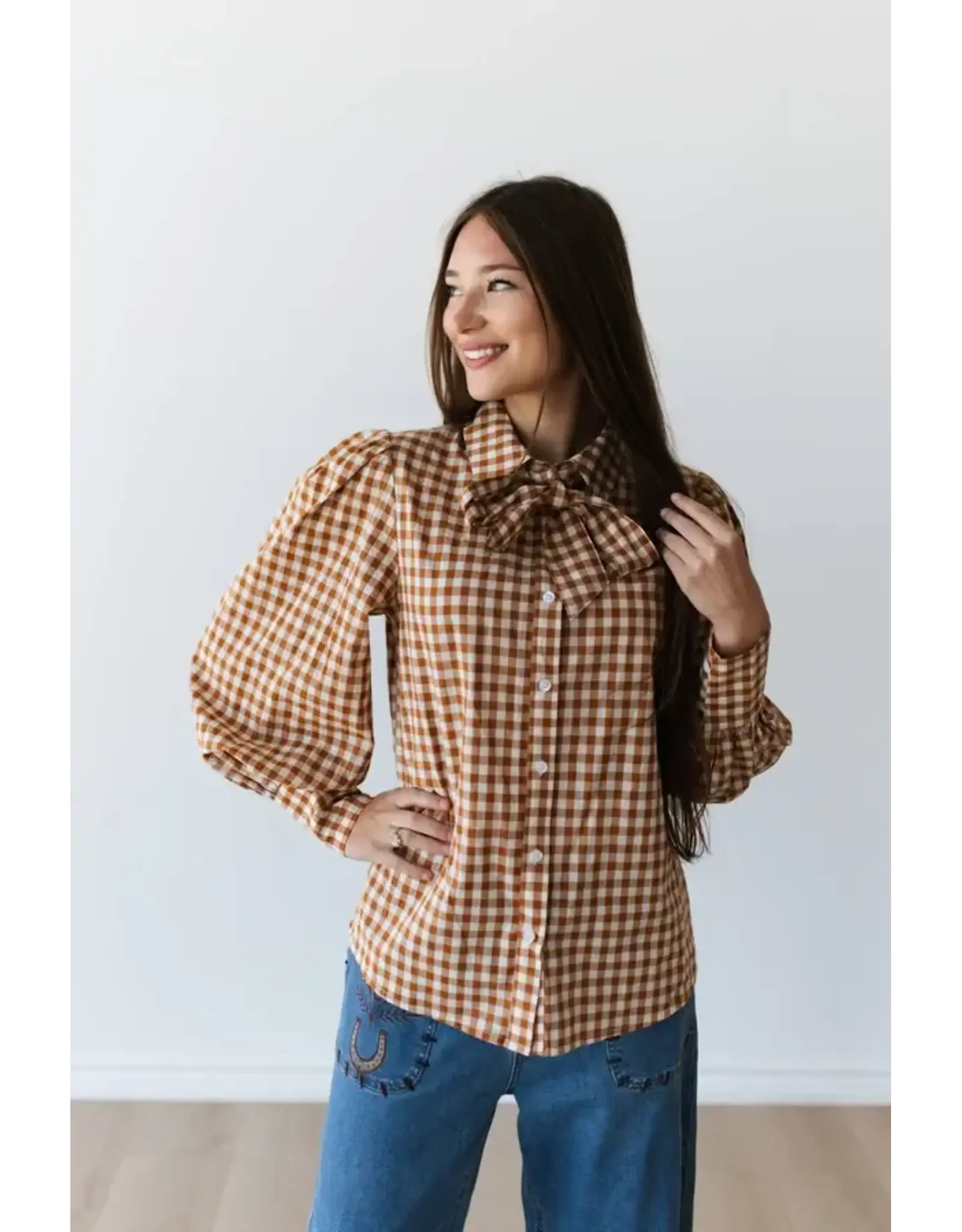 Ginger Gingham Long Sleeve Blouse