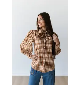 Ginger Gingham Long Sleeve Blouse