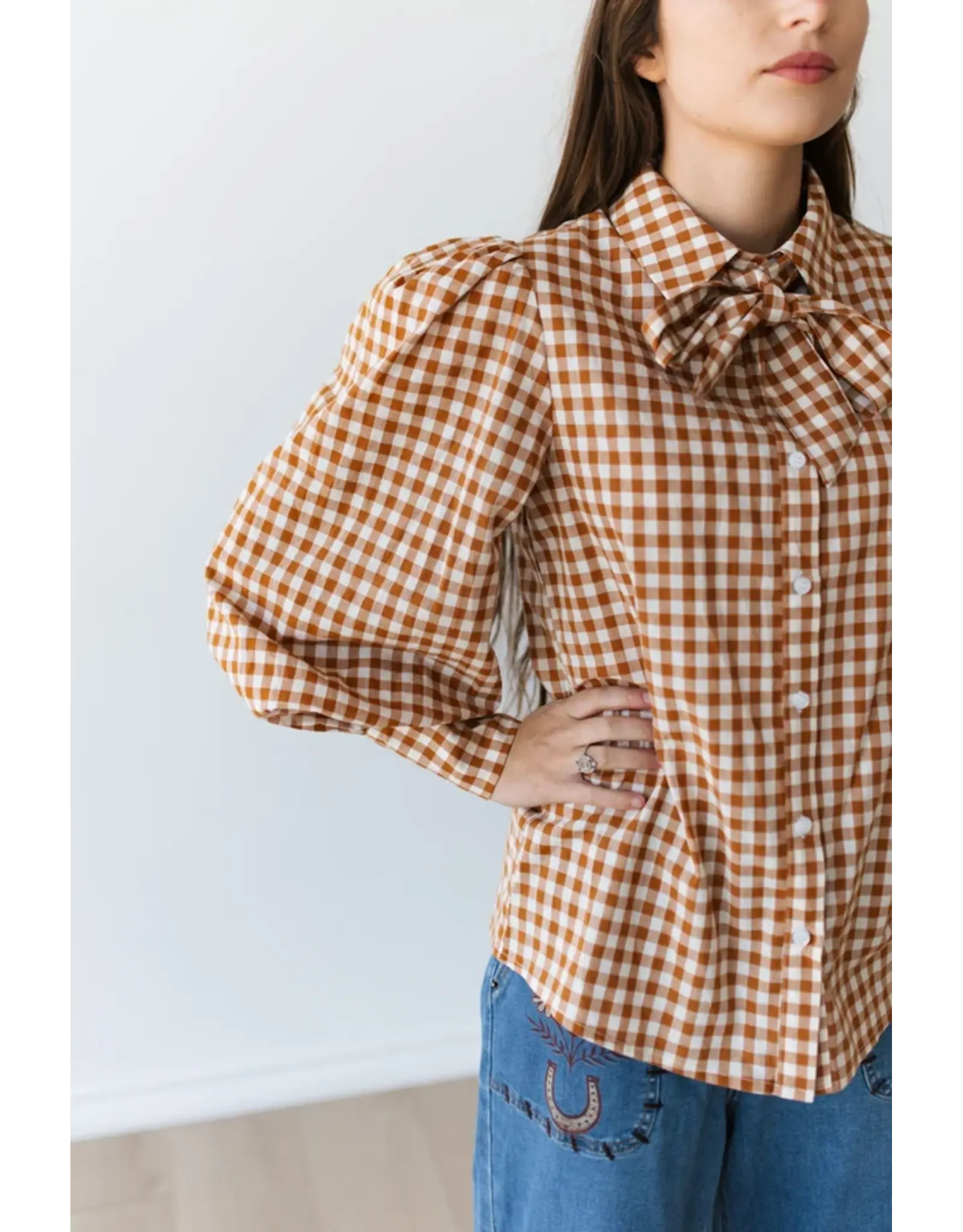 Ginger Gingham Long Sleeve Blouse