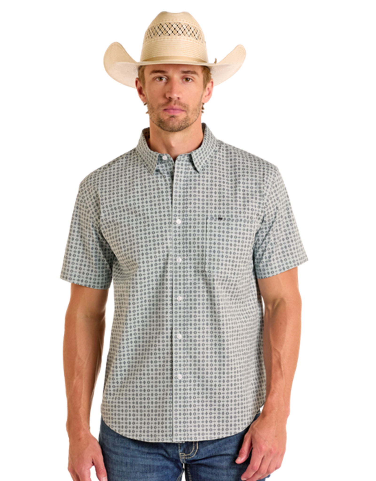 Panhandle Aztec Geo Short Sleeve Button Down Shirt