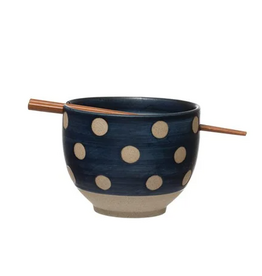 Stoneware Bowl with Chopsticks