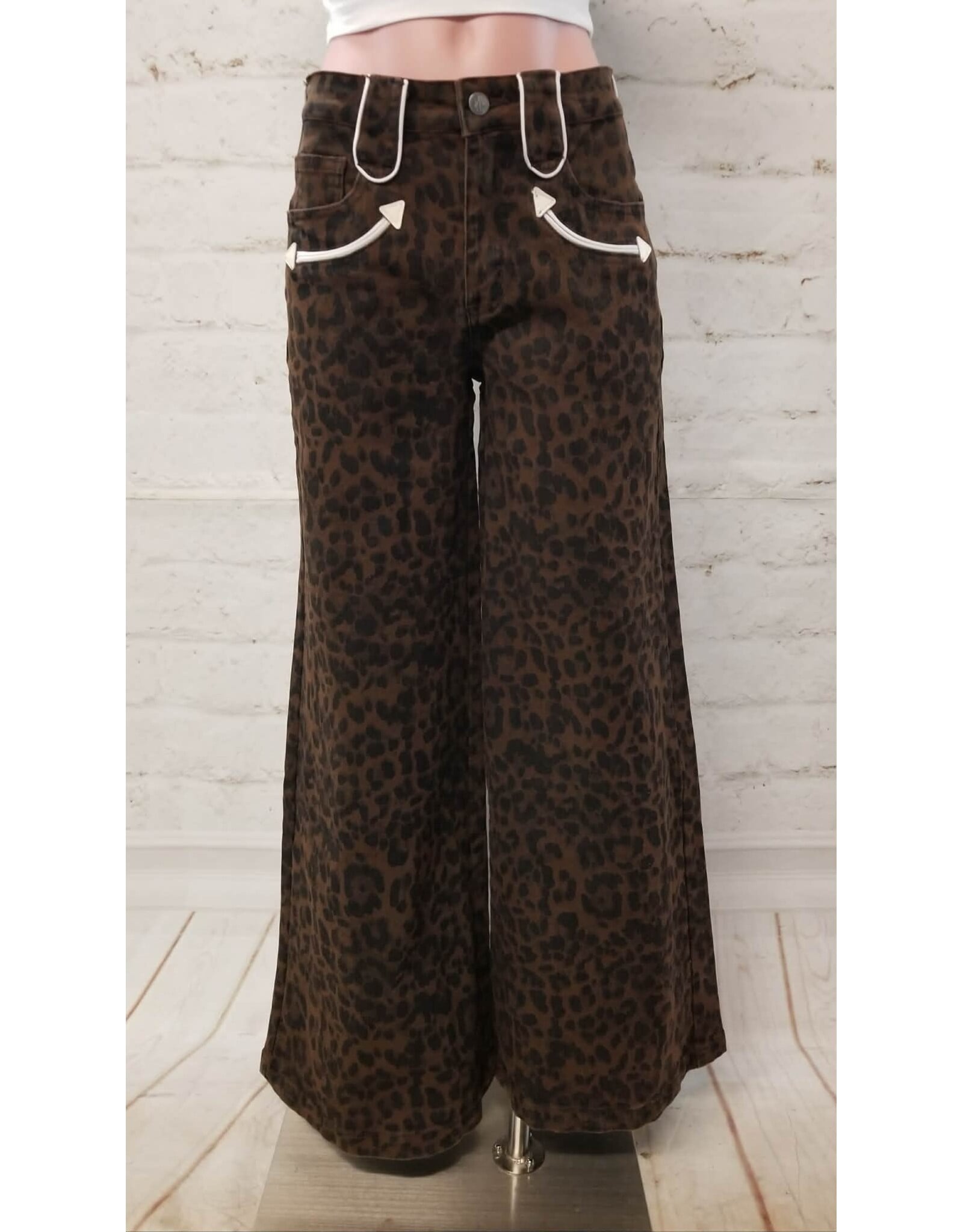 Howdy Hanny Leopard Wide Leg Jeans