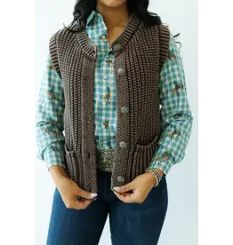 Howdy Hanny Brown Corded Concho Button Vest