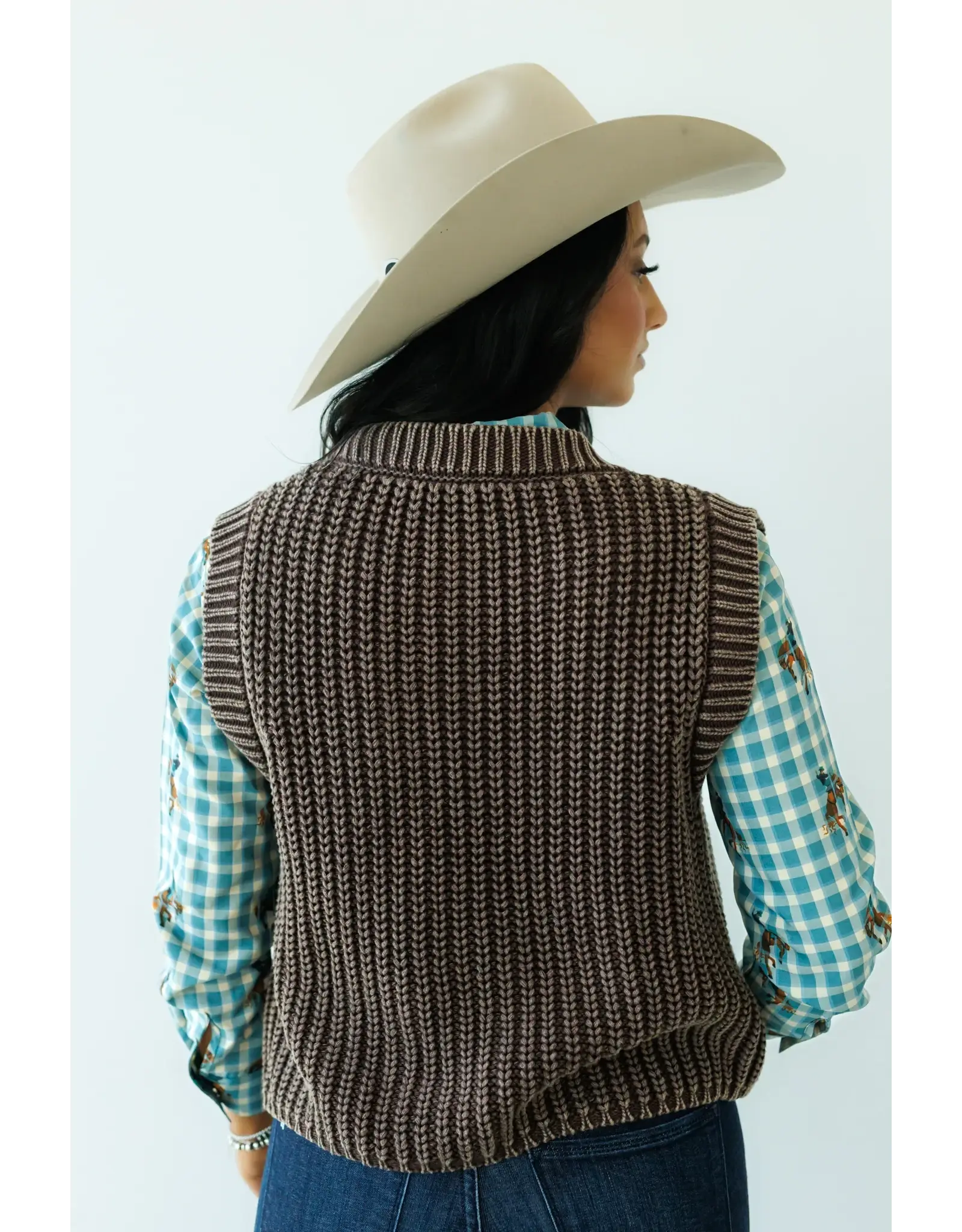 Howdy Hanny Brown Corded Concho Button Vest