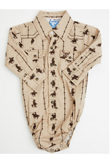 Infant Barbed Roper L/S Romper Tan